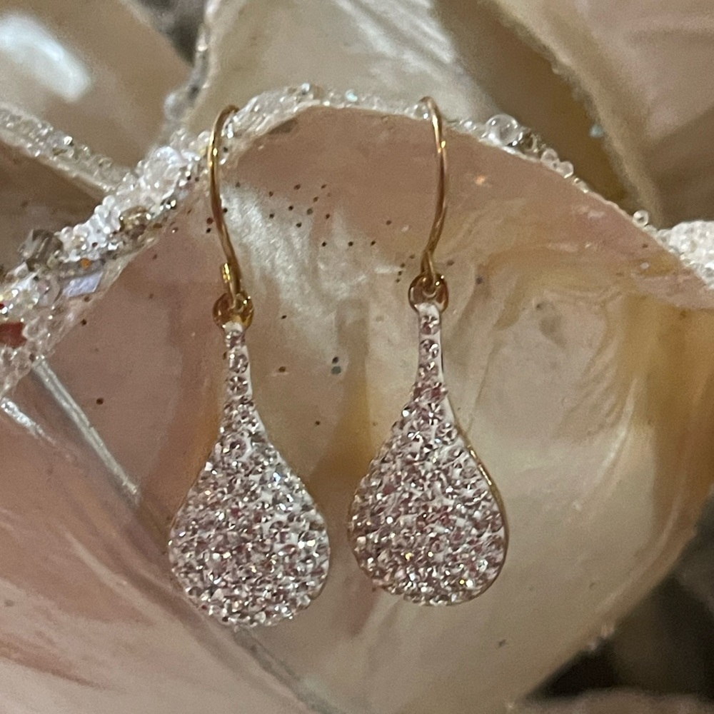 Crystal Paved Drop Wire Hook Earrings